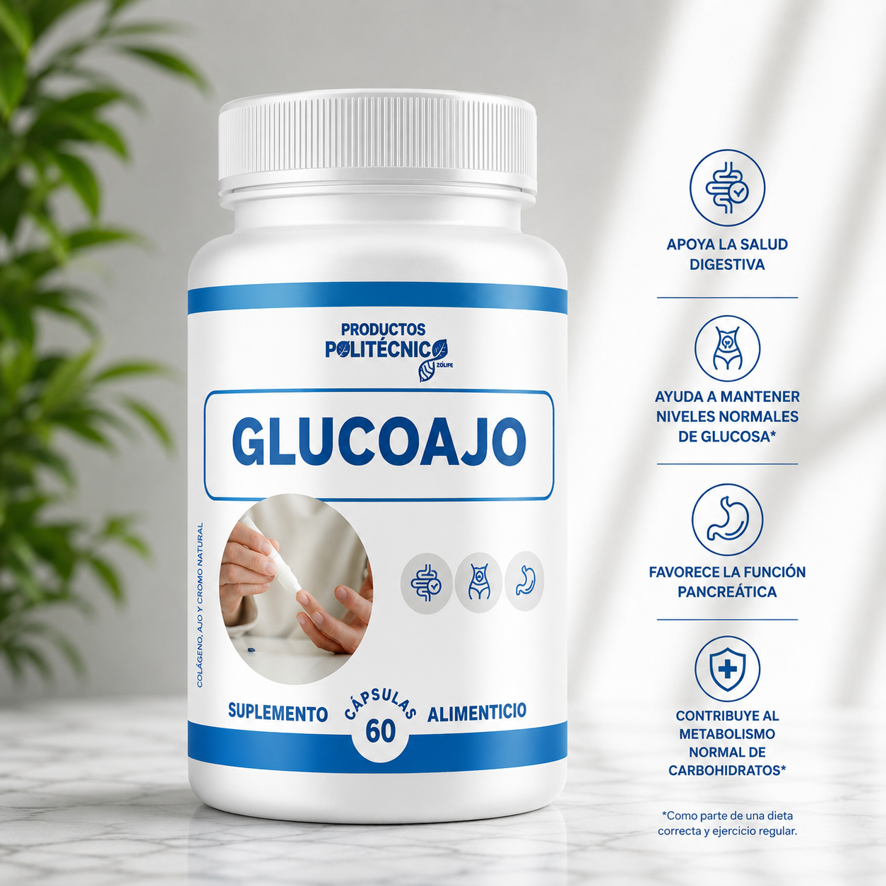 Glucoajo Ajo Negro + Glucosamina Articulaciones Movilidad PRODUCTOS POLITÉCNICOS