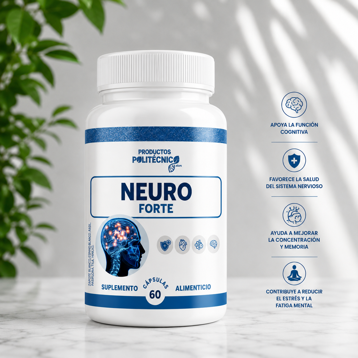 Neuro Forte Ginkgo Biloba Memoria Concentración Enfoque PRODUCTOS POLITÉCNICOS