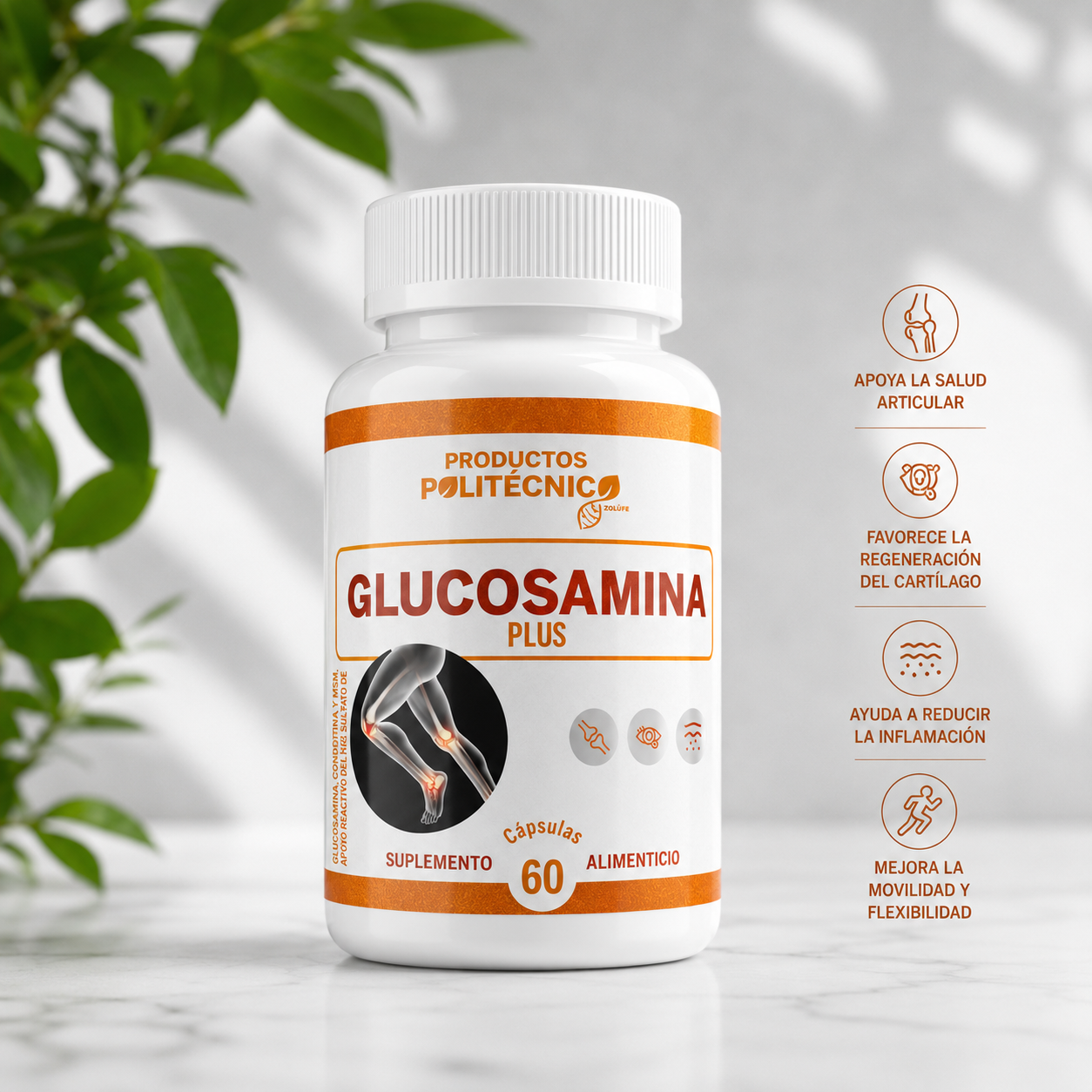 Glucosamina Condroitina MSM Articulaciones Movilidad PRODUCTOS POLITÉCNICOS
