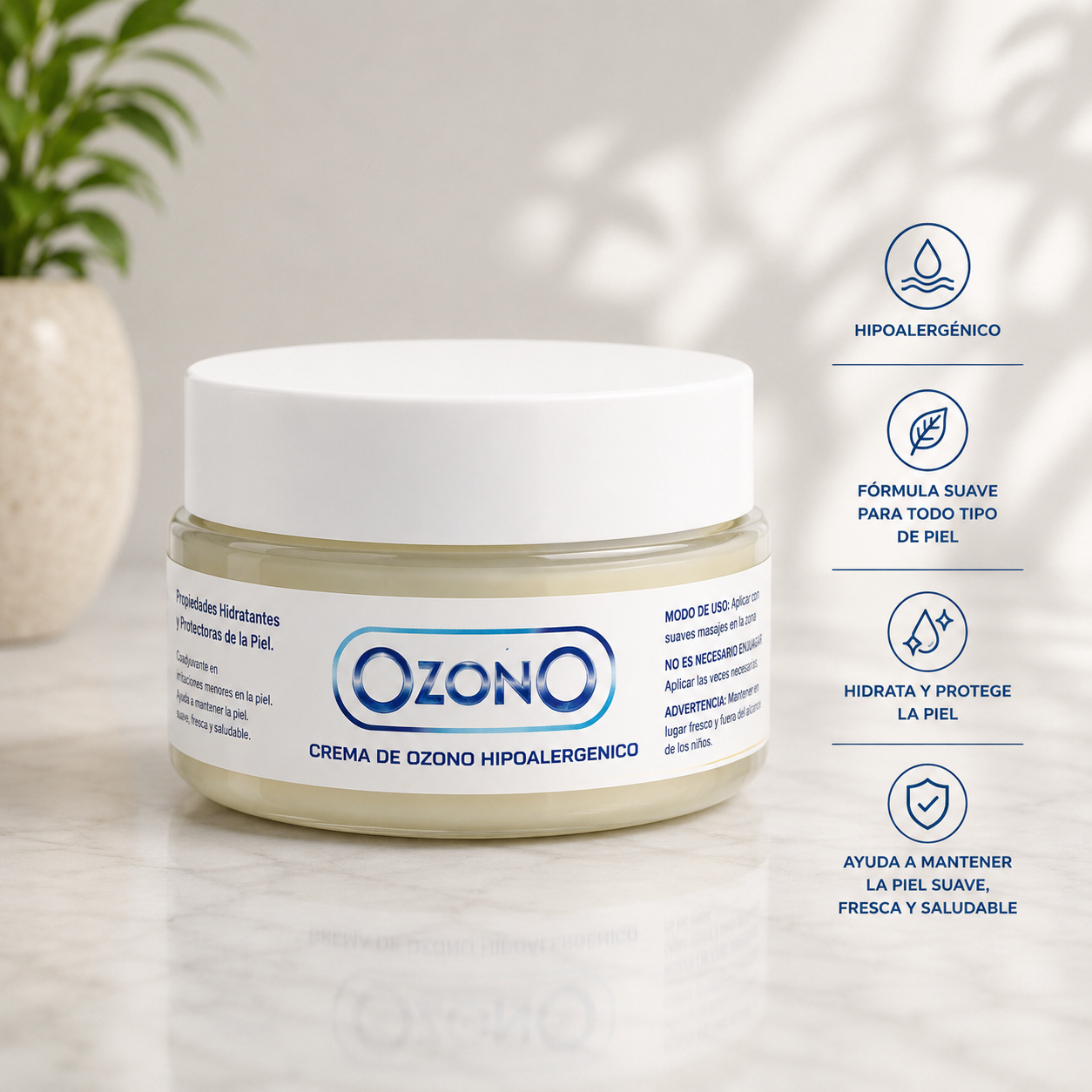 Crema de Ozono Ozonizada Facial Corporal Hidratante Piel PRODUCTOS POLITÉCNICOS