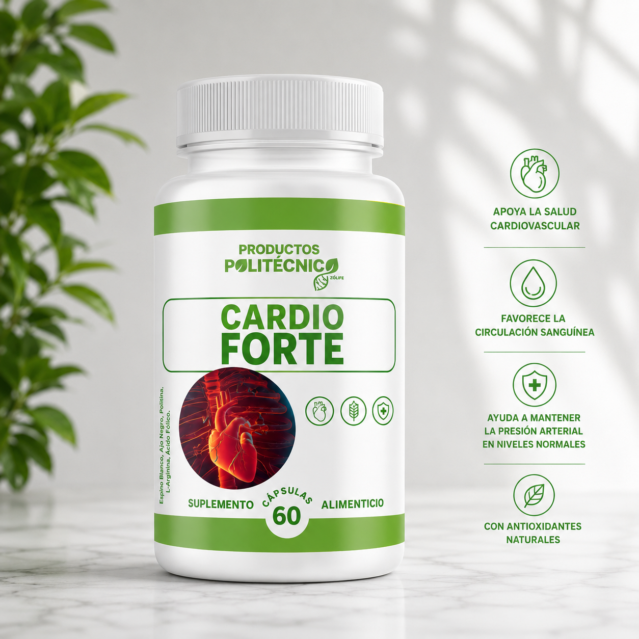 Cardio Forte Coenzima Q10 CoQ10 Corazón Cardiovascular PRODUCTOS POLITÉCNICOS