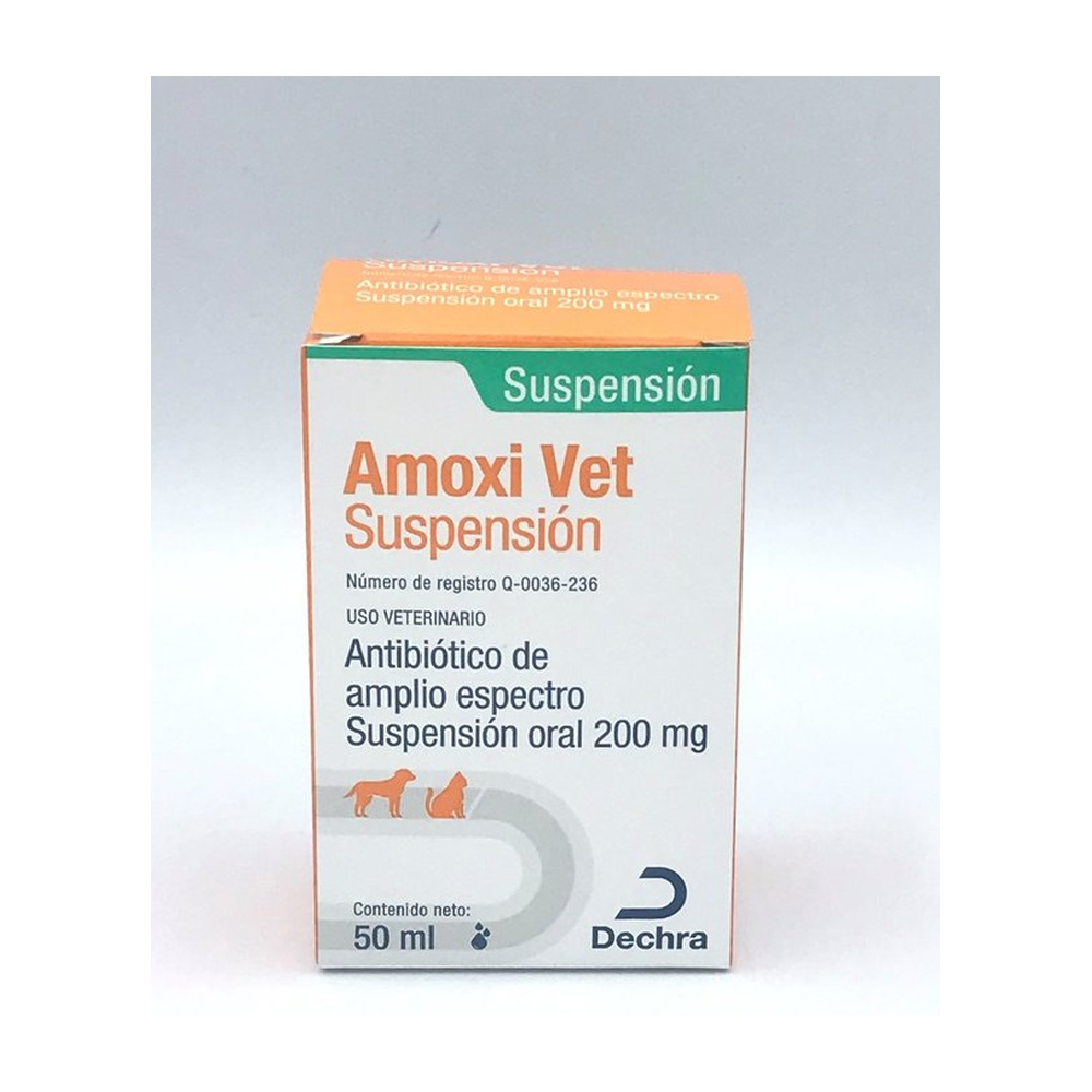 Amoxi Vet 200 mg. Suspensión Oral 50 ml. DECHRA BROVEL