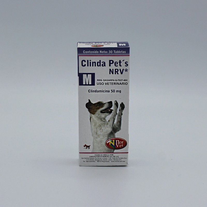 Clinda Pet’s M 50 mg. 30 tabs. NORVET