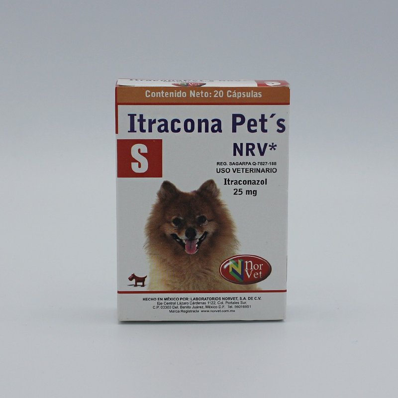 Itracona Pet’s S 25 mg. 20 cápsulas. NORVET