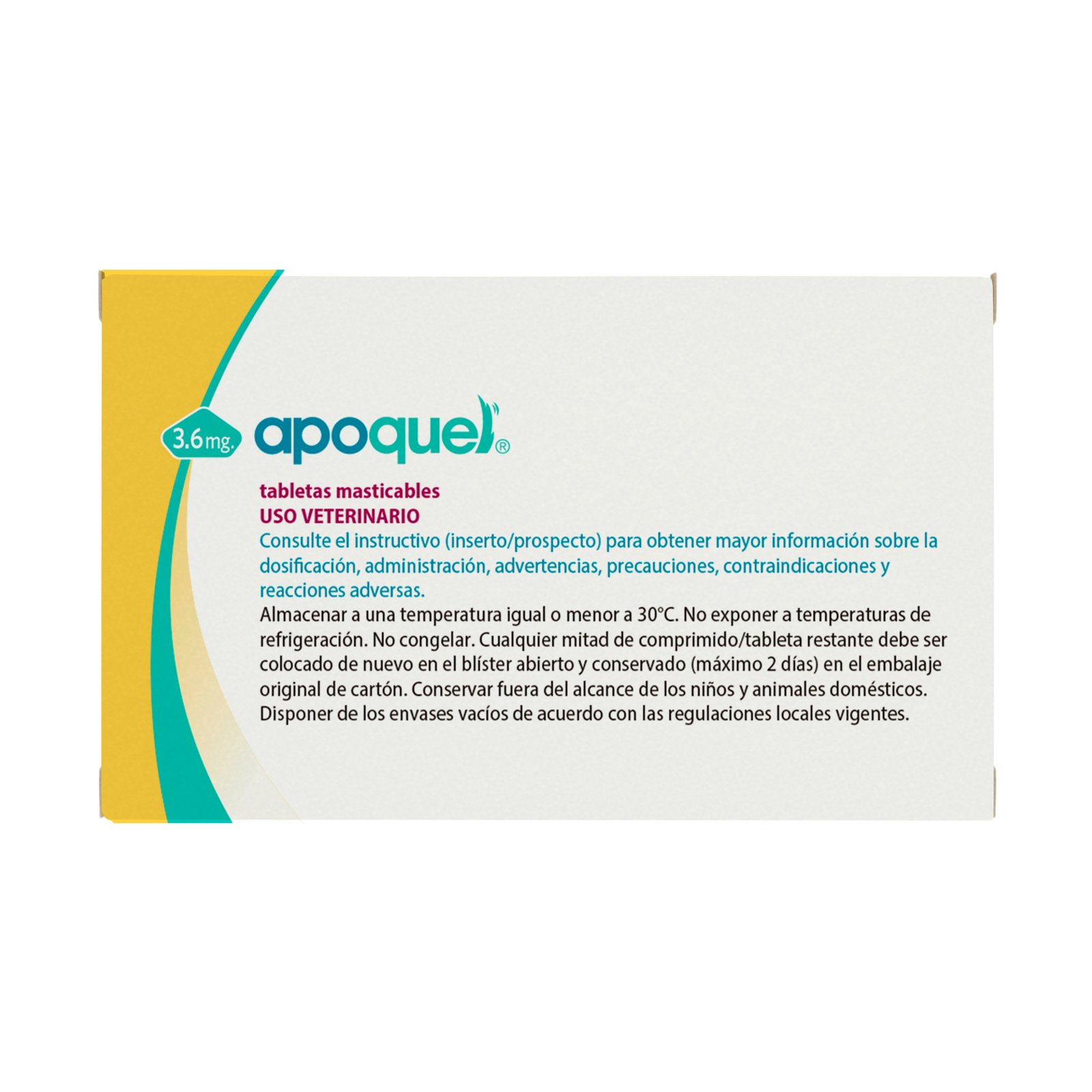 Apoquel 3.6 mg. Blister c/10 tabletas. ZOETIS — vista frontal