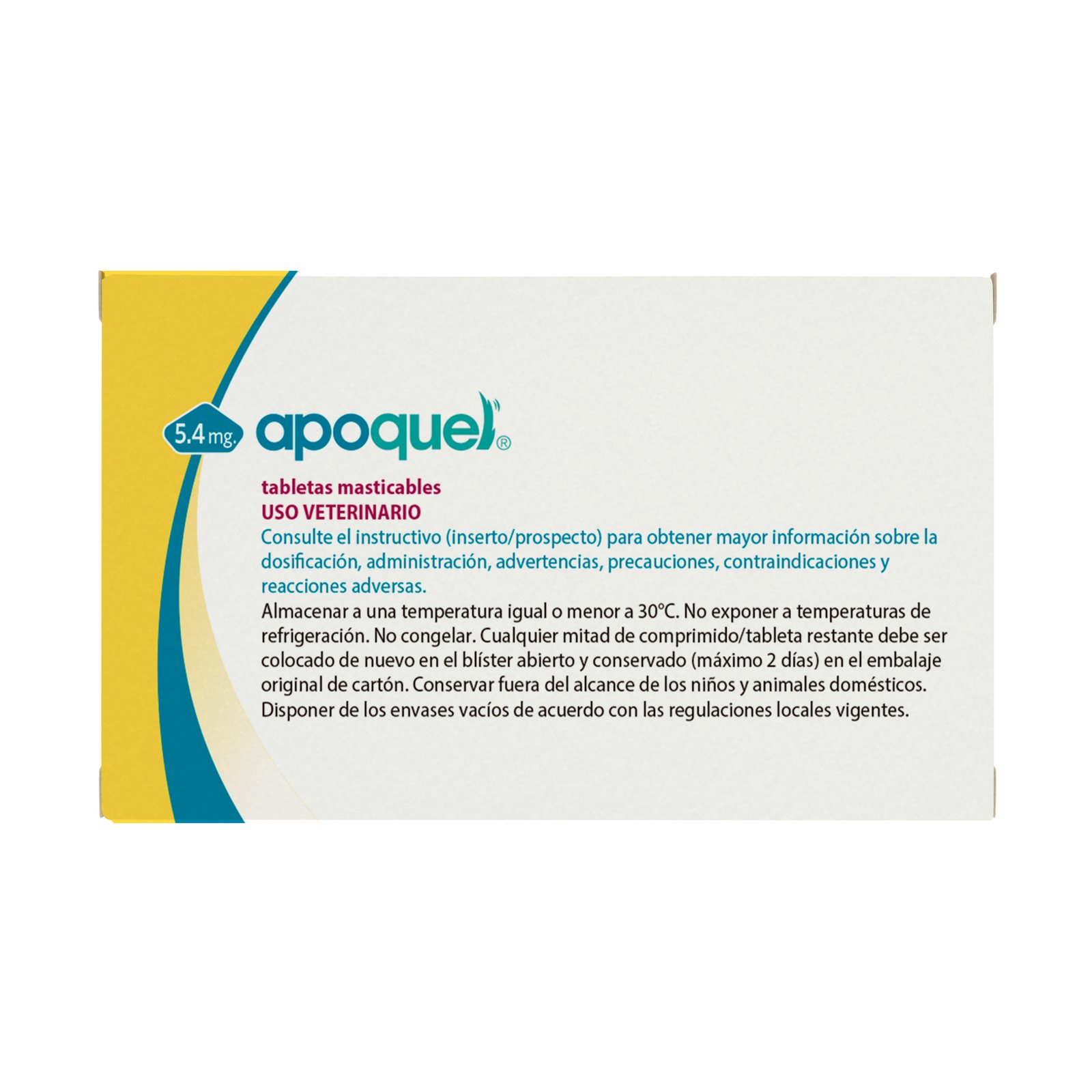 Apoquel 5.4 mg. 100 tabletas. ZOETIS — vista frontal