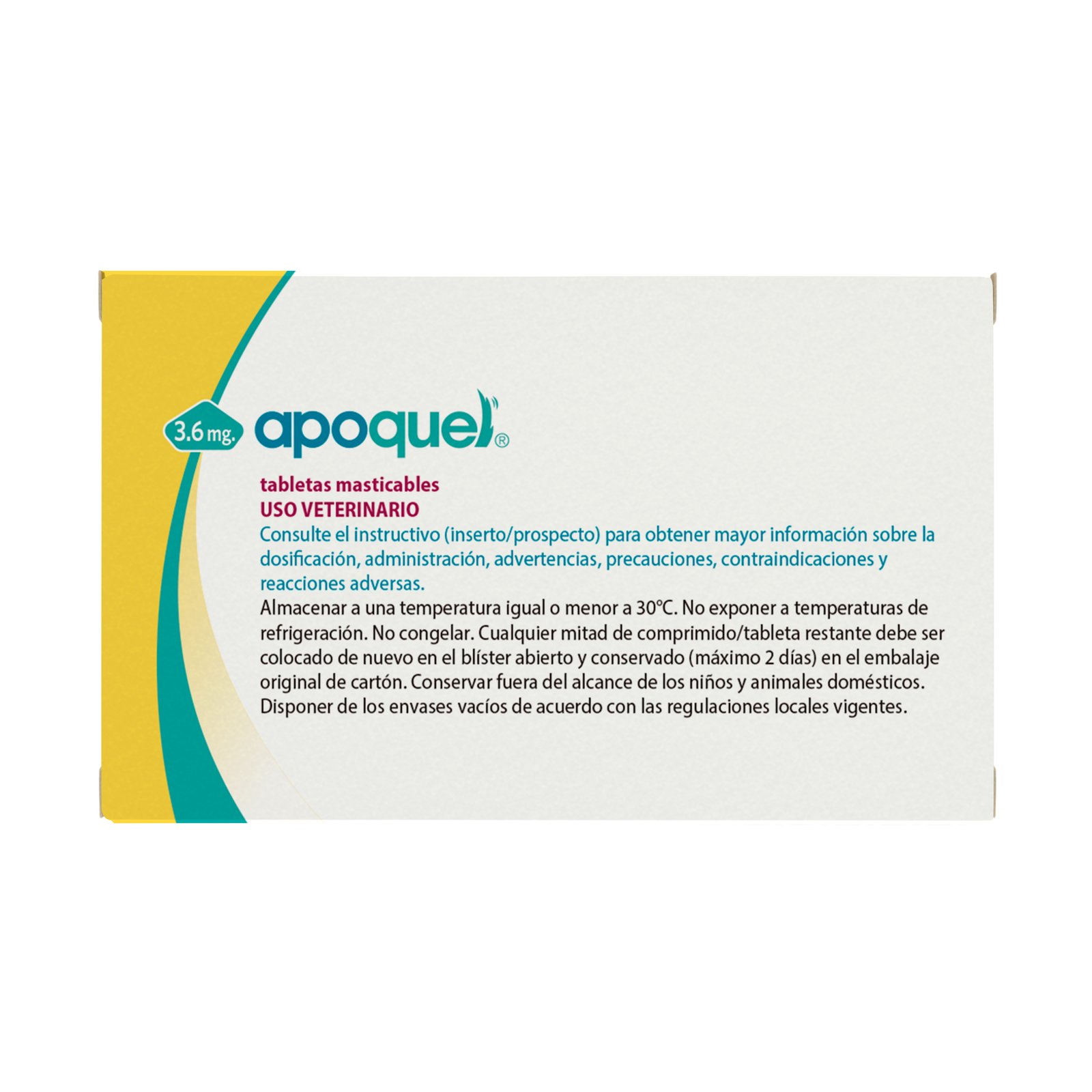 Apoquel 3.6 mg. 100 tabletas. ZOETIS — vista frontal