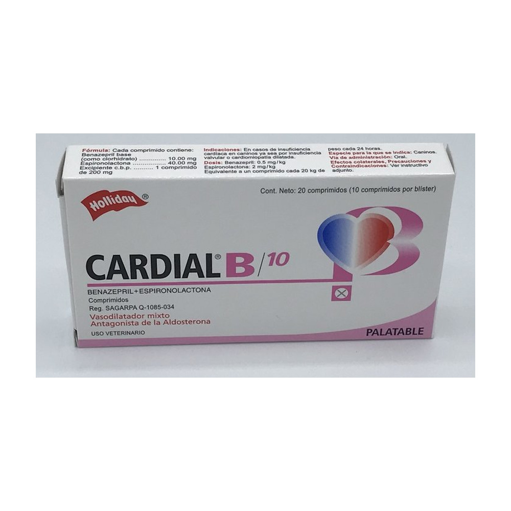 Cardial B 10 mg/40 mg 20 tabletas HOLLIDAY