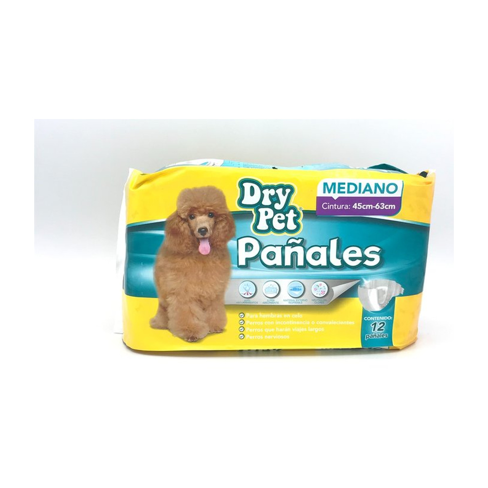 Dry Pet Pañales Desechables Talla Mediana 12 piezas FANCY PETS