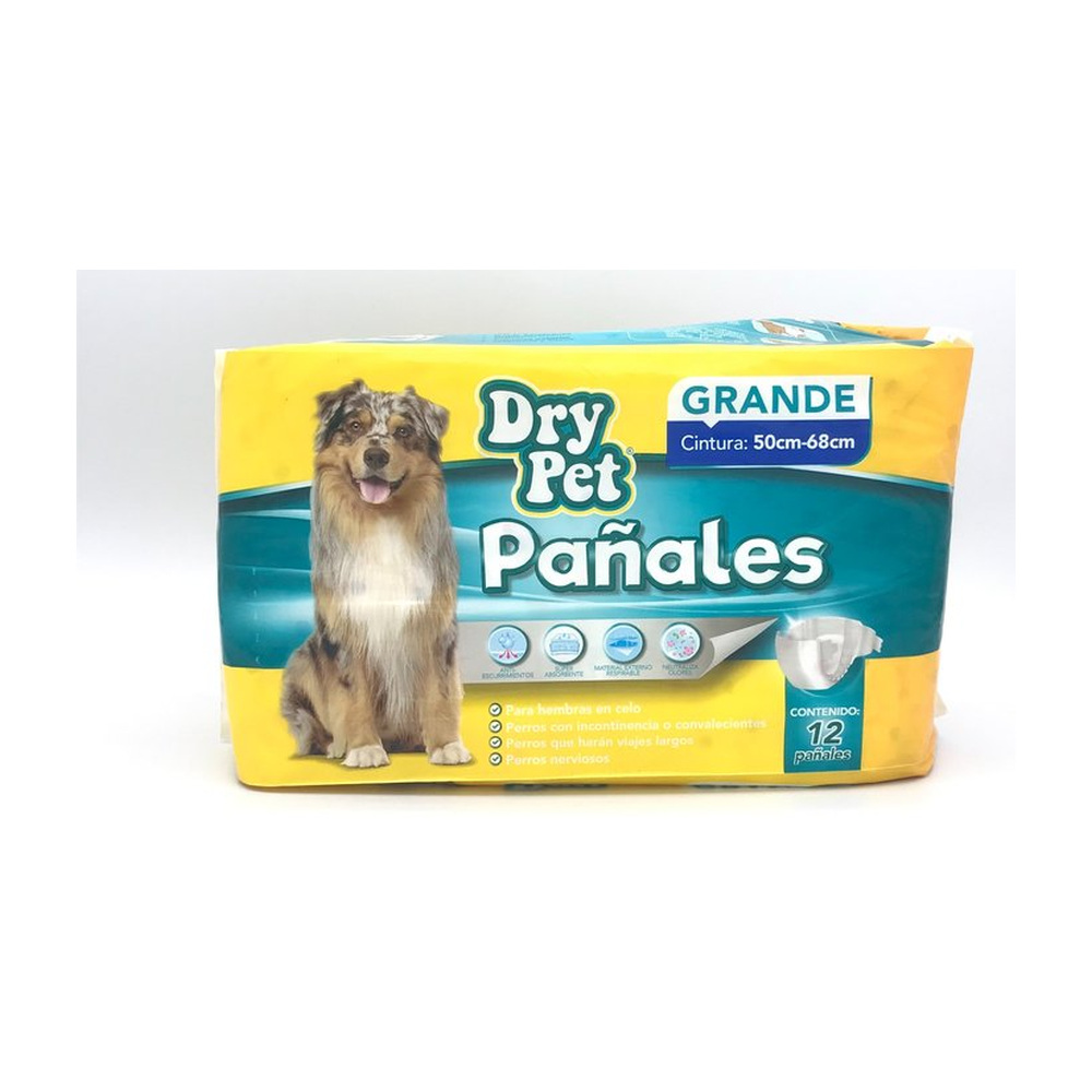 Dry Pet Pañales Desechables Talla Grande 12 piezas FANCY PETS
