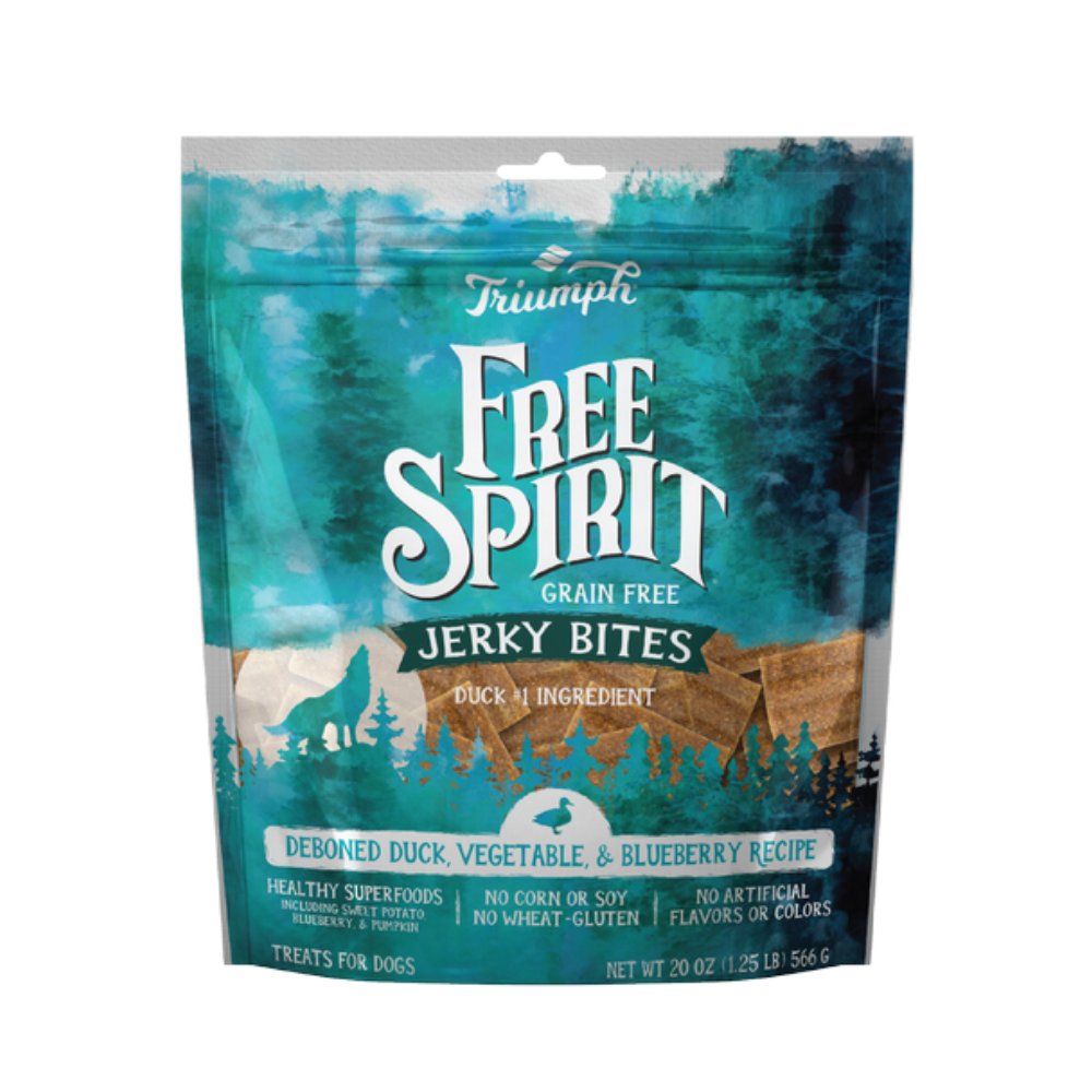 Premios Jerky Bites Pato Mora Azul 566gr FREE SPIRIT — vista frontal