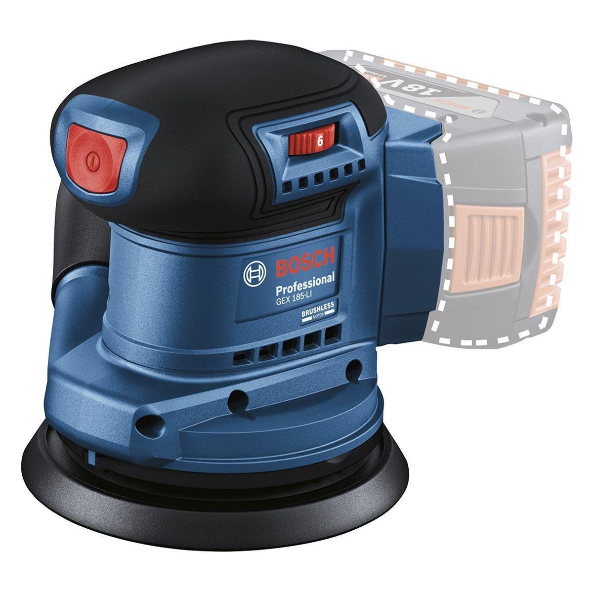 Lijadora roto orbital 18V 5" brushless con recolectora de polvo — BOSCH, foto oficial del fabricante