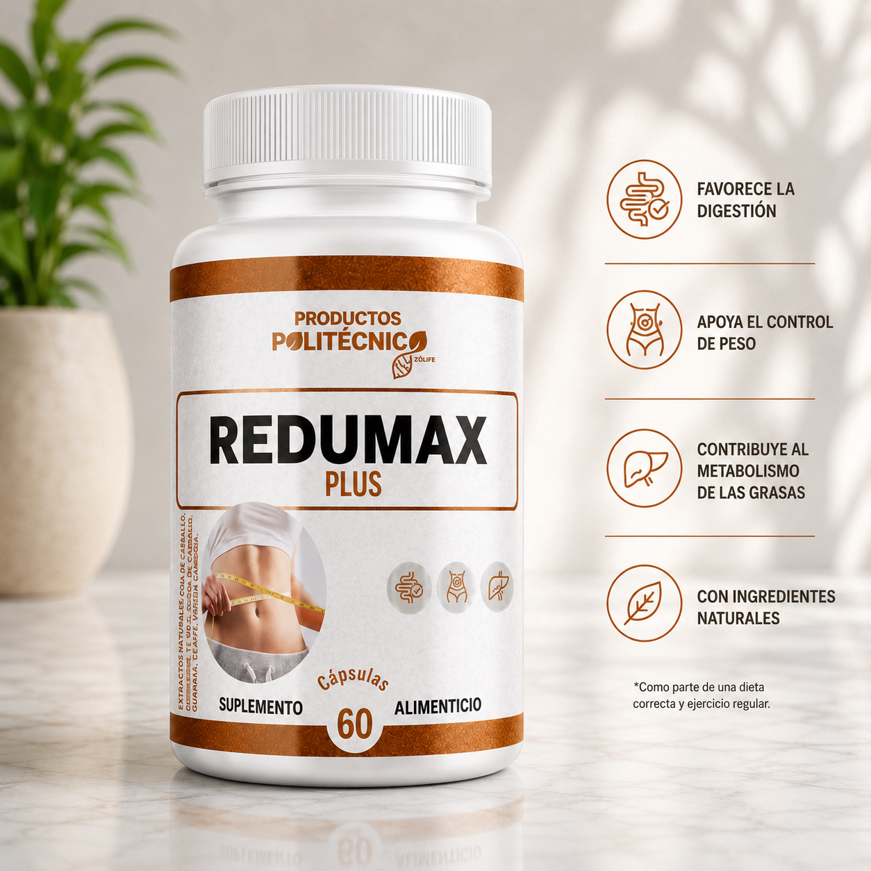 Redumax Plus Quemador Grasa L-Carnitina Control Peso PRODUCTOS POLITÉCNICOS
